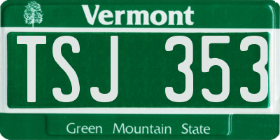 VT license plate TSJ353