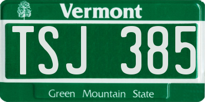 VT license plate TSJ385