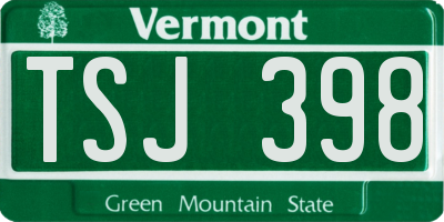 VT license plate TSJ398