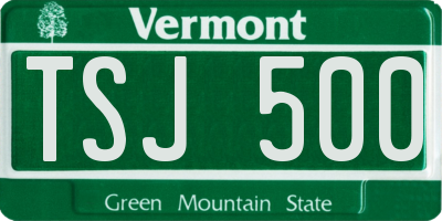VT license plate TSJ500