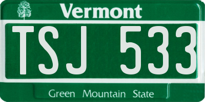 VT license plate TSJ533