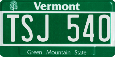 VT license plate TSJ540