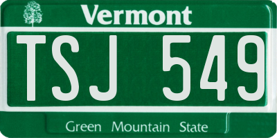 VT license plate TSJ549