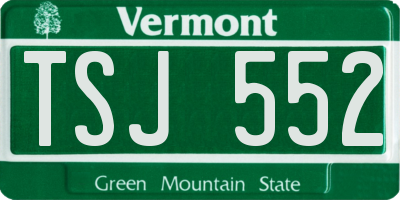 VT license plate TSJ552