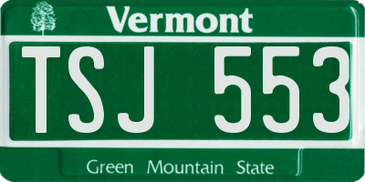 VT license plate TSJ553