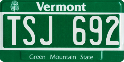 VT license plate TSJ692