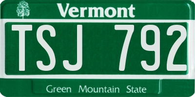 VT license plate TSJ792