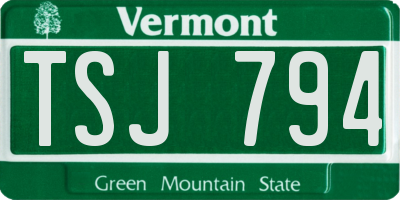 VT license plate TSJ794