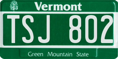 VT license plate TSJ802