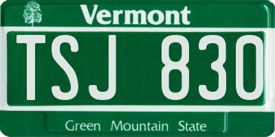 VT license plate TSJ830