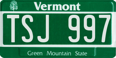 VT license plate TSJ997