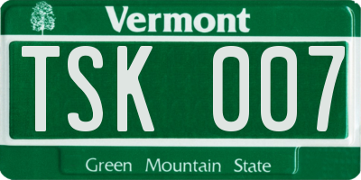 VT license plate TSK007