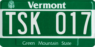 VT license plate TSK017