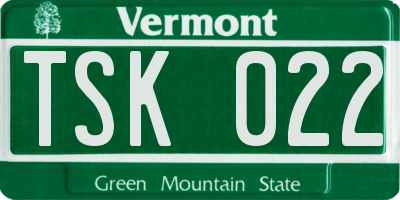 VT license plate TSK022