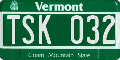VT license plate TSK032