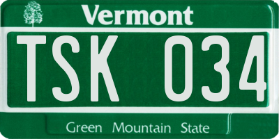 VT license plate TSK034