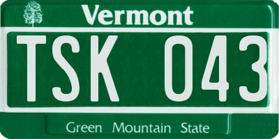 VT license plate TSK043