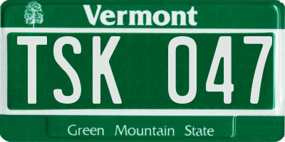 VT license plate TSK047