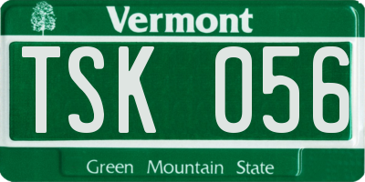 VT license plate TSK056