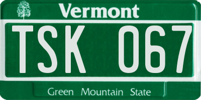 VT license plate TSK067