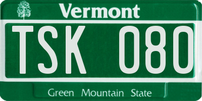 VT license plate TSK080