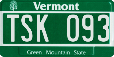 VT license plate TSK093