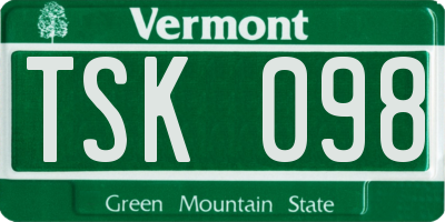 VT license plate TSK098