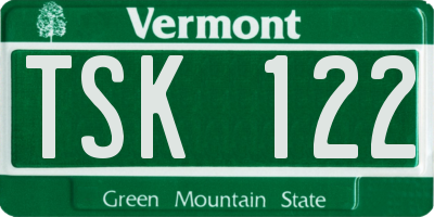 VT license plate TSK122