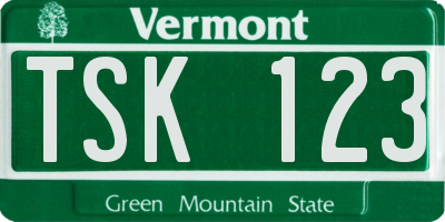 VT license plate TSK123