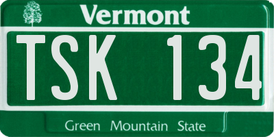 VT license plate TSK134