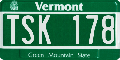 VT license plate TSK178