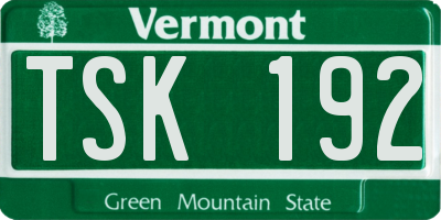 VT license plate TSK192