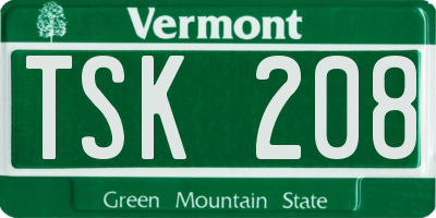 VT license plate TSK208