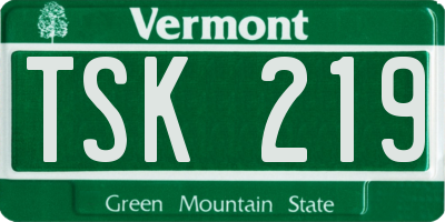 VT license plate TSK219