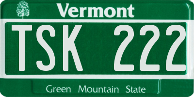 VT license plate TSK222