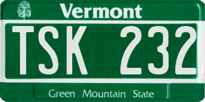 VT license plate TSK232