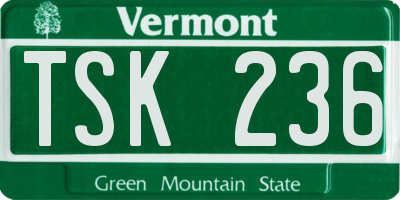 VT license plate TSK236
