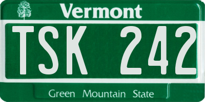 VT license plate TSK242
