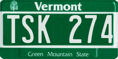 VT license plate TSK274