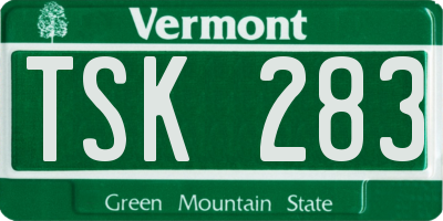 VT license plate TSK283