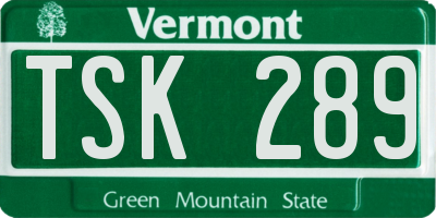 VT license plate TSK289