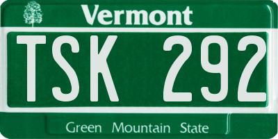 VT license plate TSK292