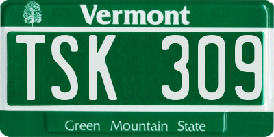 VT license plate TSK309