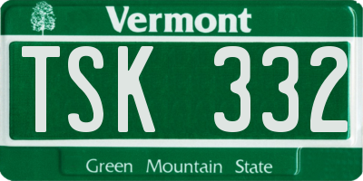 VT license plate TSK332