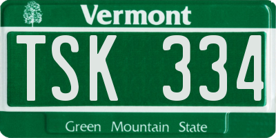 VT license plate TSK334