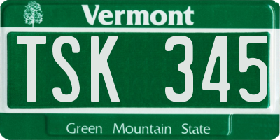 VT license plate TSK345