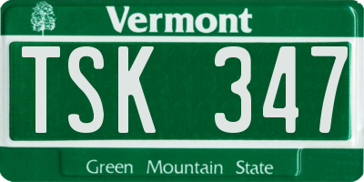 VT license plate TSK347