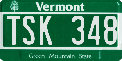 VT license plate TSK348