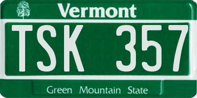 VT license plate TSK357