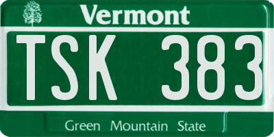 VT license plate TSK383